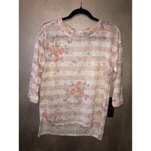LC Lauren Conrad Office Business Professional  Light Knit Floral Summer Sweater